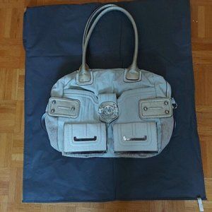 Y2K GUESS Monogram Tote Slouchy Shoulder Bag Metallic Accents